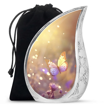 purple Butterfly & Cremation Urn - Memorial Urn For Funeral