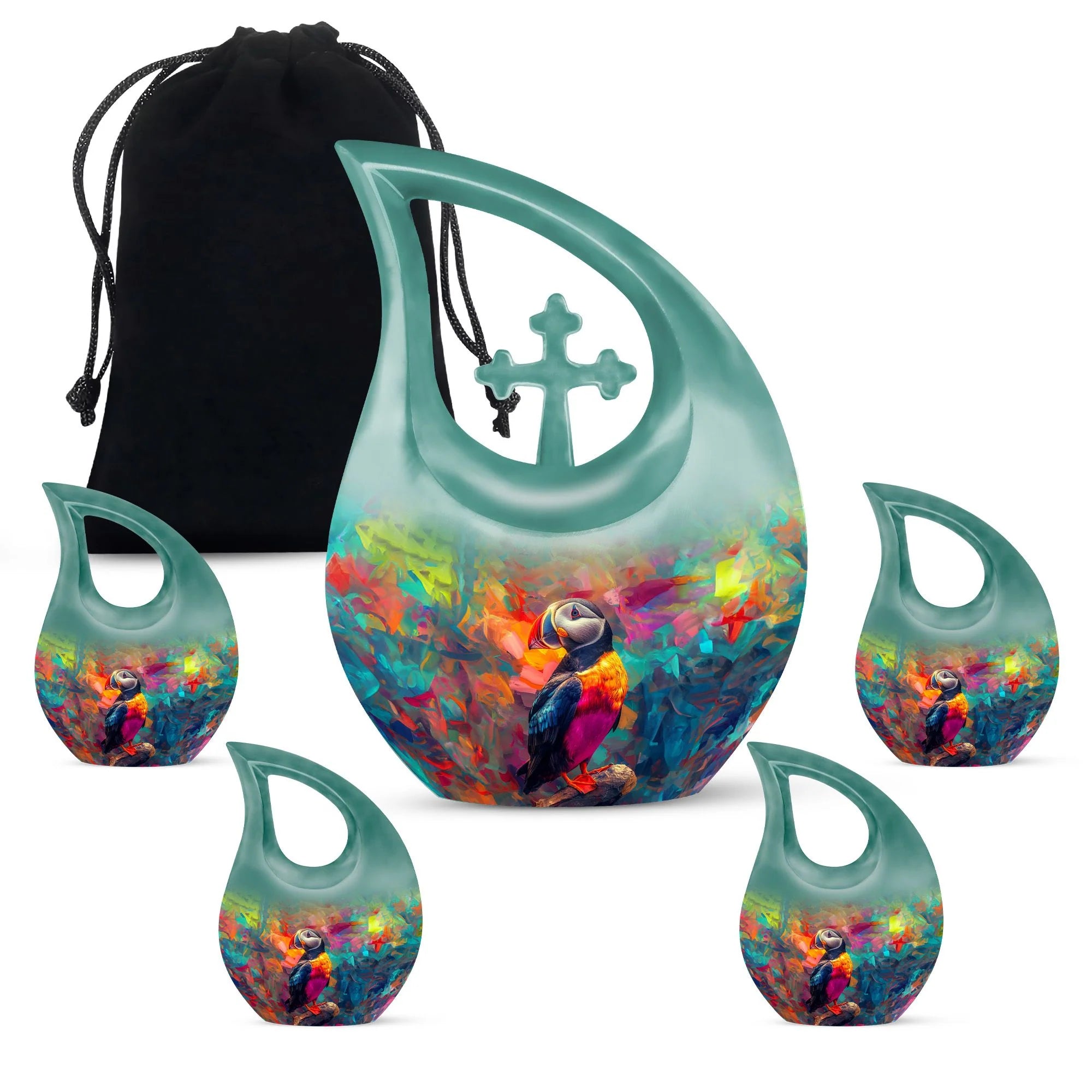 Puffin Bird Cremation Urn for Human Ashes – Colorful Toucan Memorial Urn