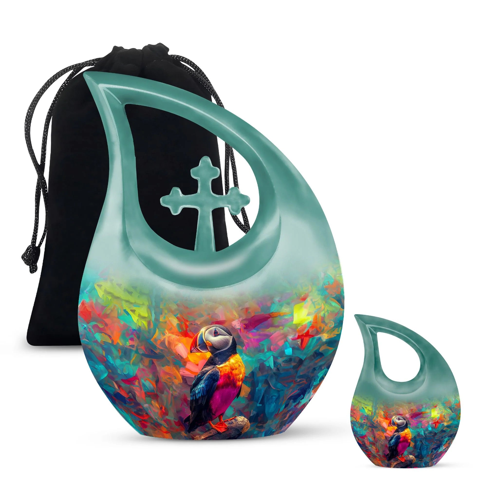 Puffin Bird Cremation Urn for Human Ashes – Colorful Toucan Memorial Urn