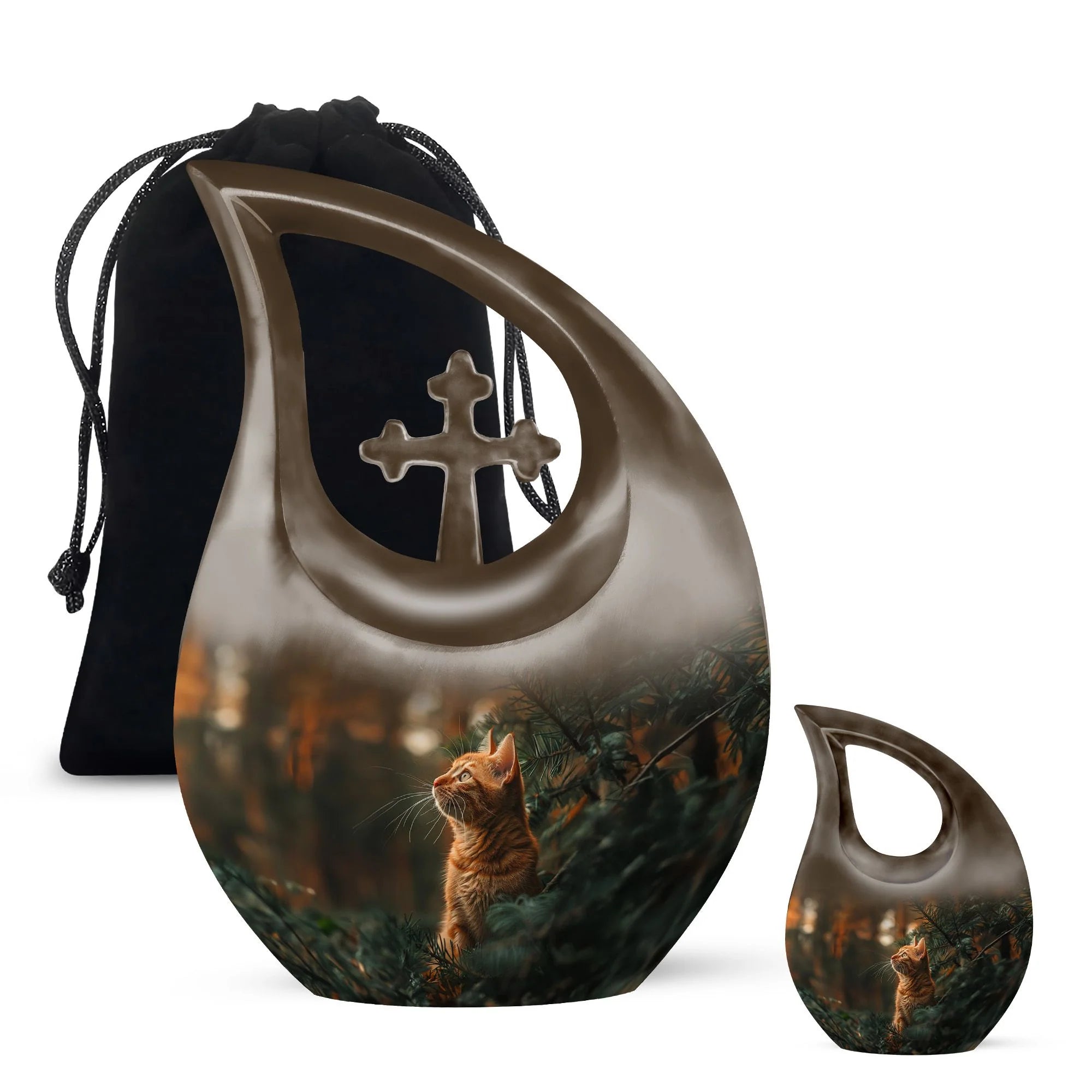 Orange Cat Urn Funeral For Ashes Funeral - Ashes Memorial Urn