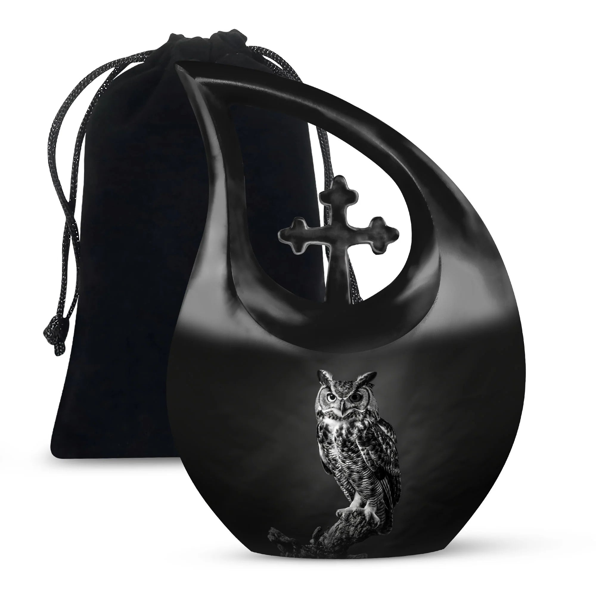 Black & White Owl Cremation Urn Keepsakes For Ashes & Large Memorial Urn