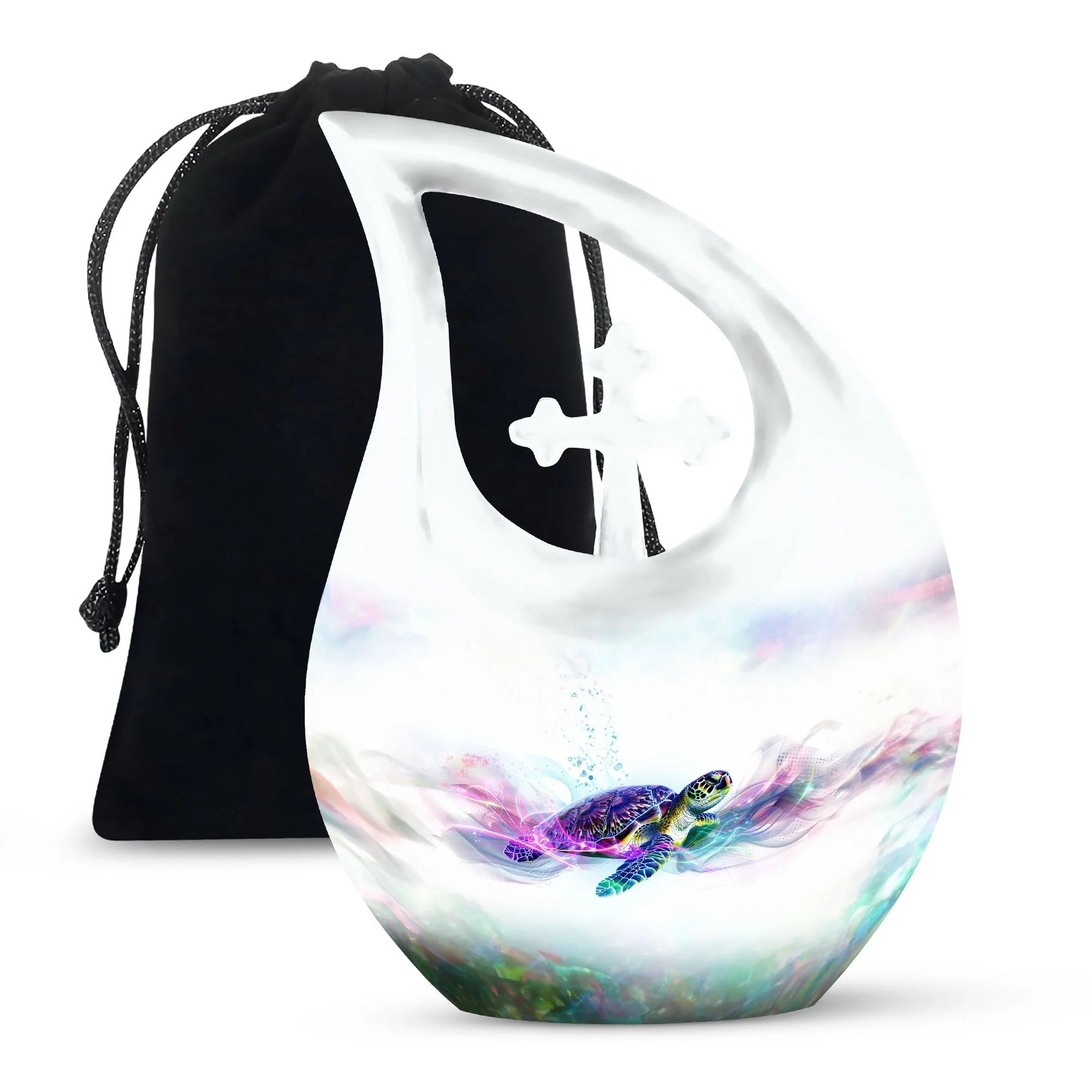 Purple Turtle Urns For Ashes Keepsake - White Urn For Cremation Ashes