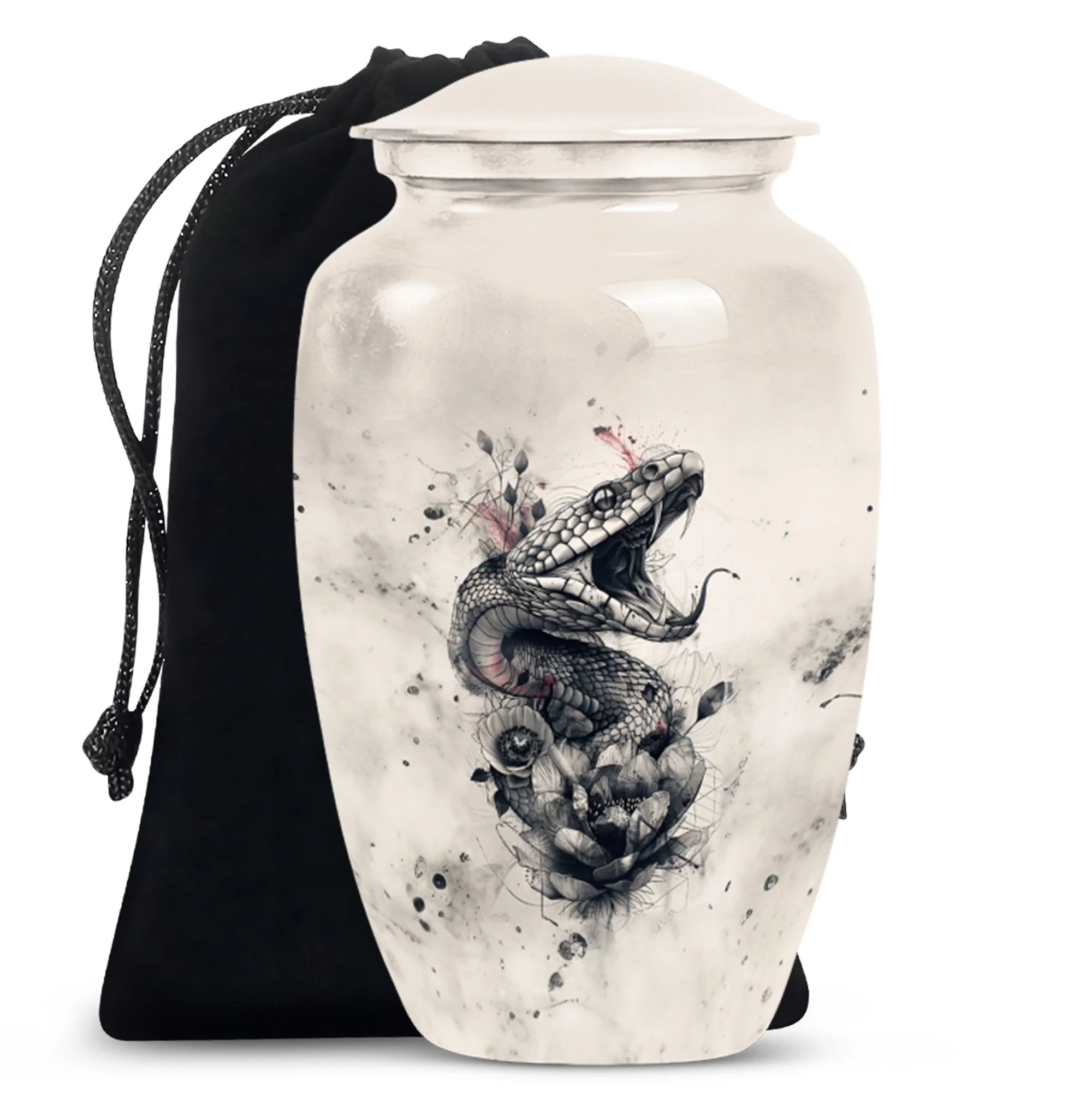 Serenity Serpent: Elegant Aluminium Urn for Adult Human Ashes