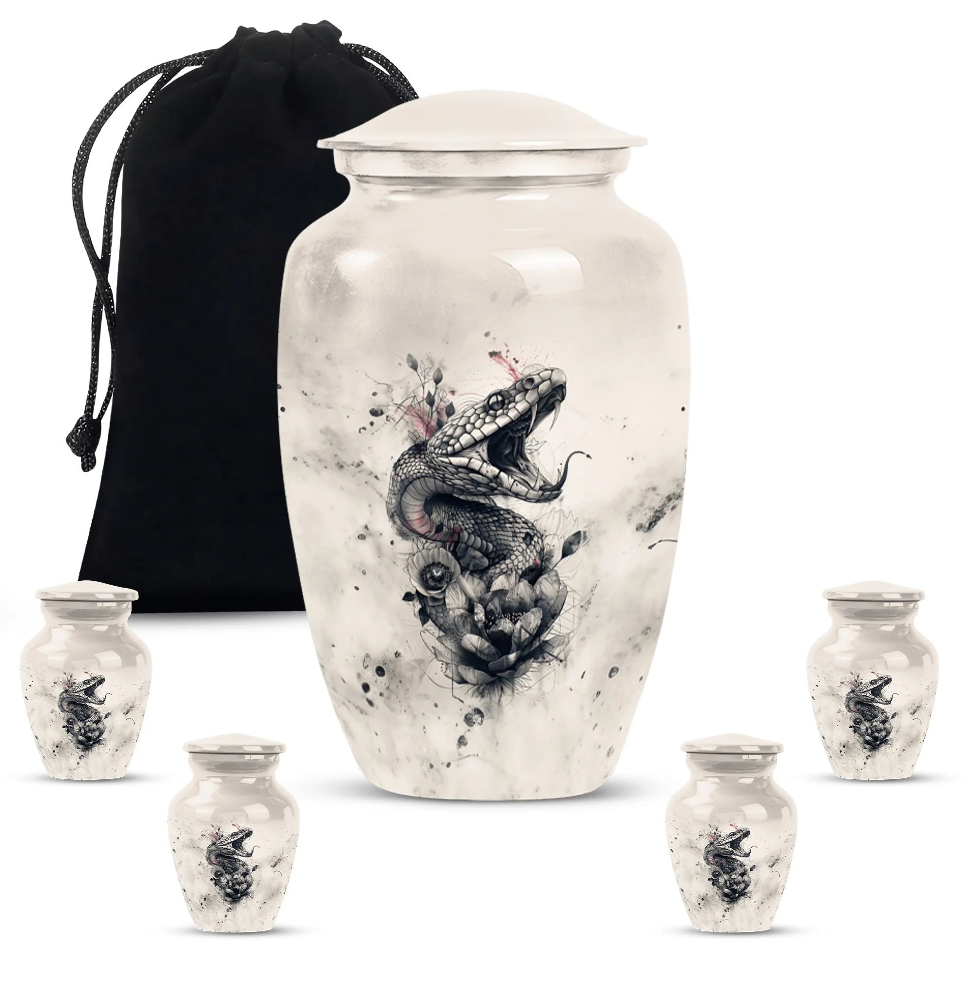 Serenity Serpent: Elegant Aluminium Urn for Adult Human Ashes