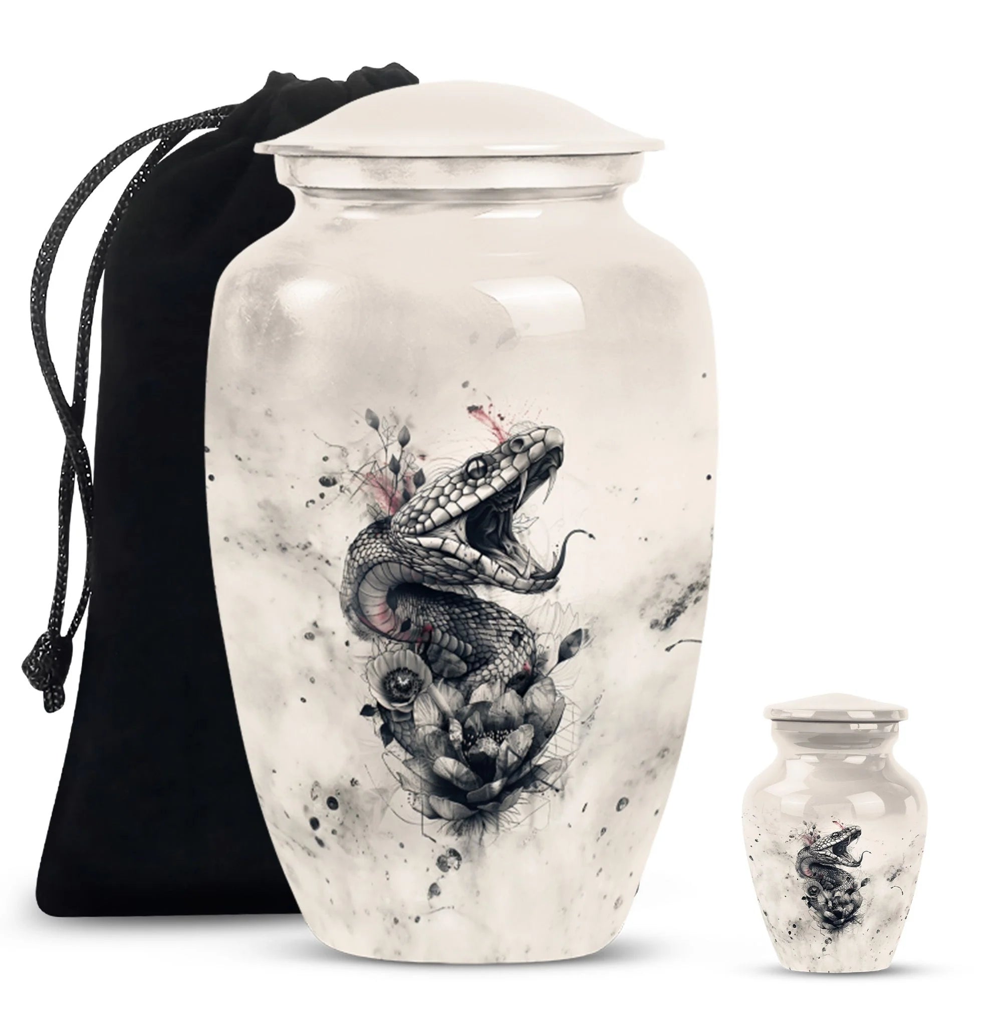 Serenity Serpent: Elegant Aluminium Urn for Adult Human Ashes