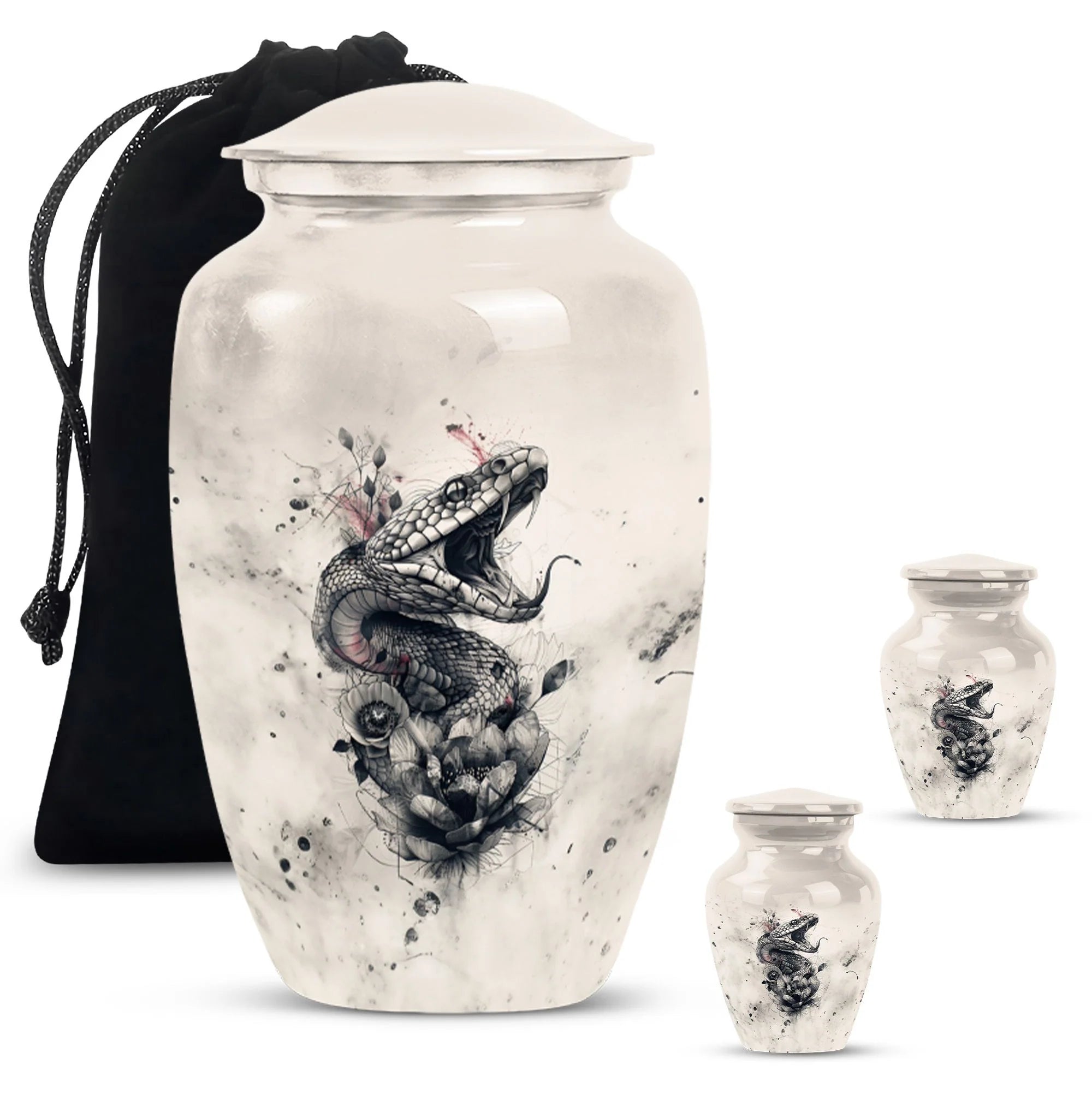 Serenity Serpent: Elegant Aluminium Urn for Adult Human Ashes