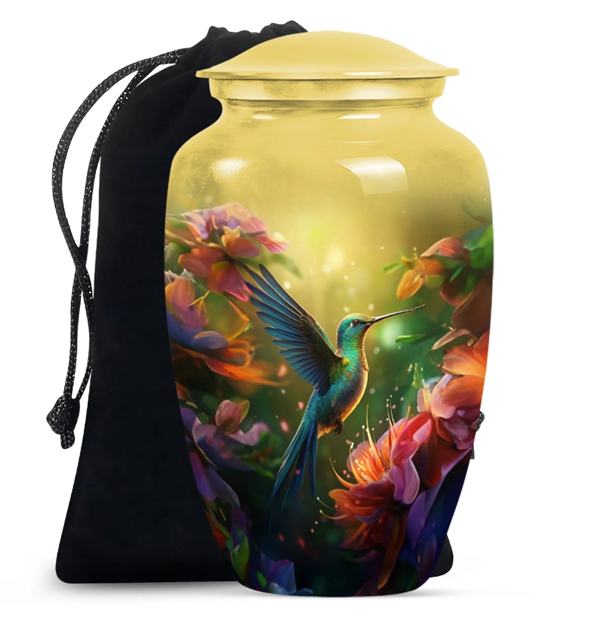 Green Humming Bird Urns For Mom - Pink Floral Memorial Urn For Ashes