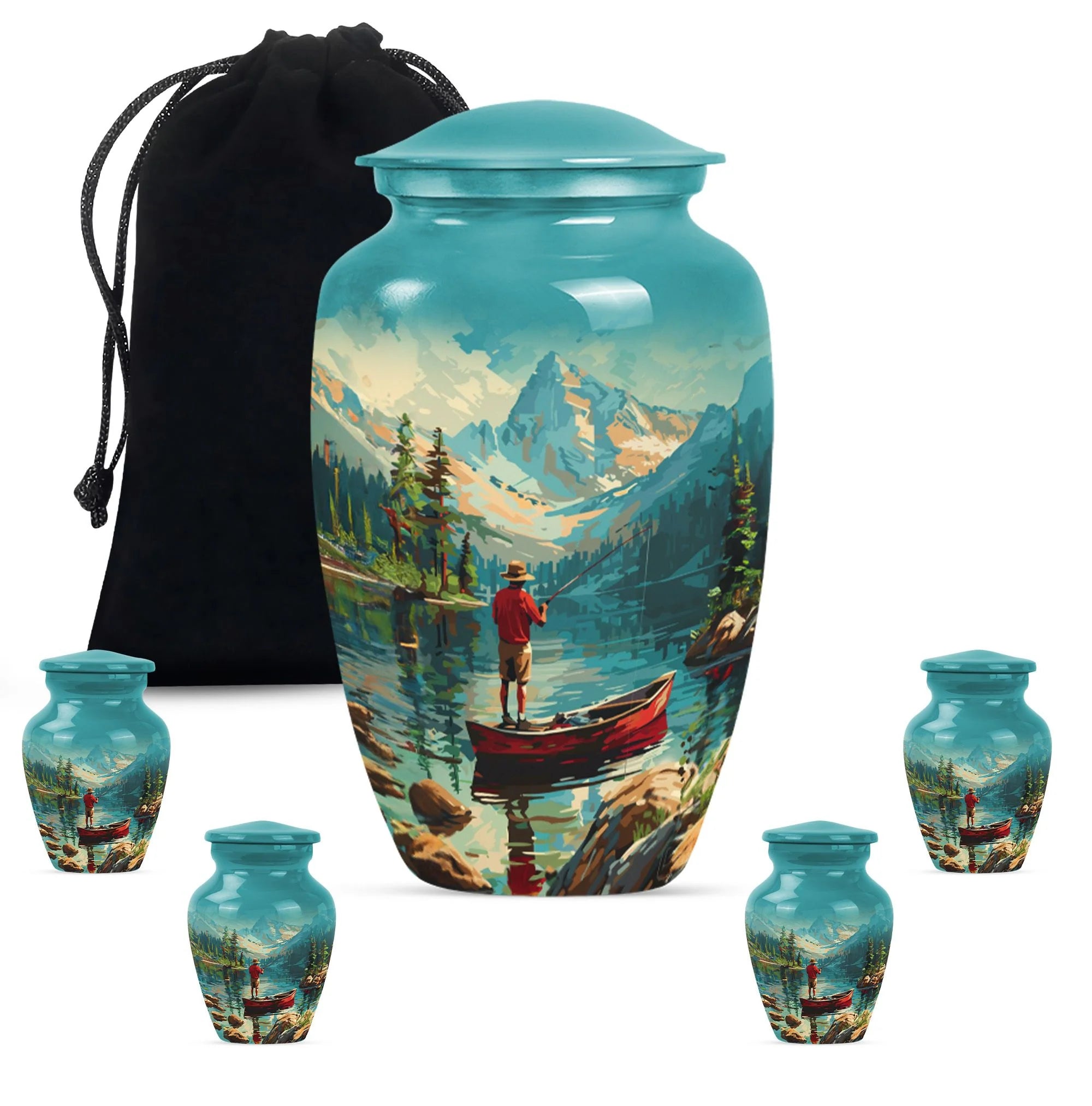 Fishing Themed Cremation Urn For Adult Human Remains Ashes