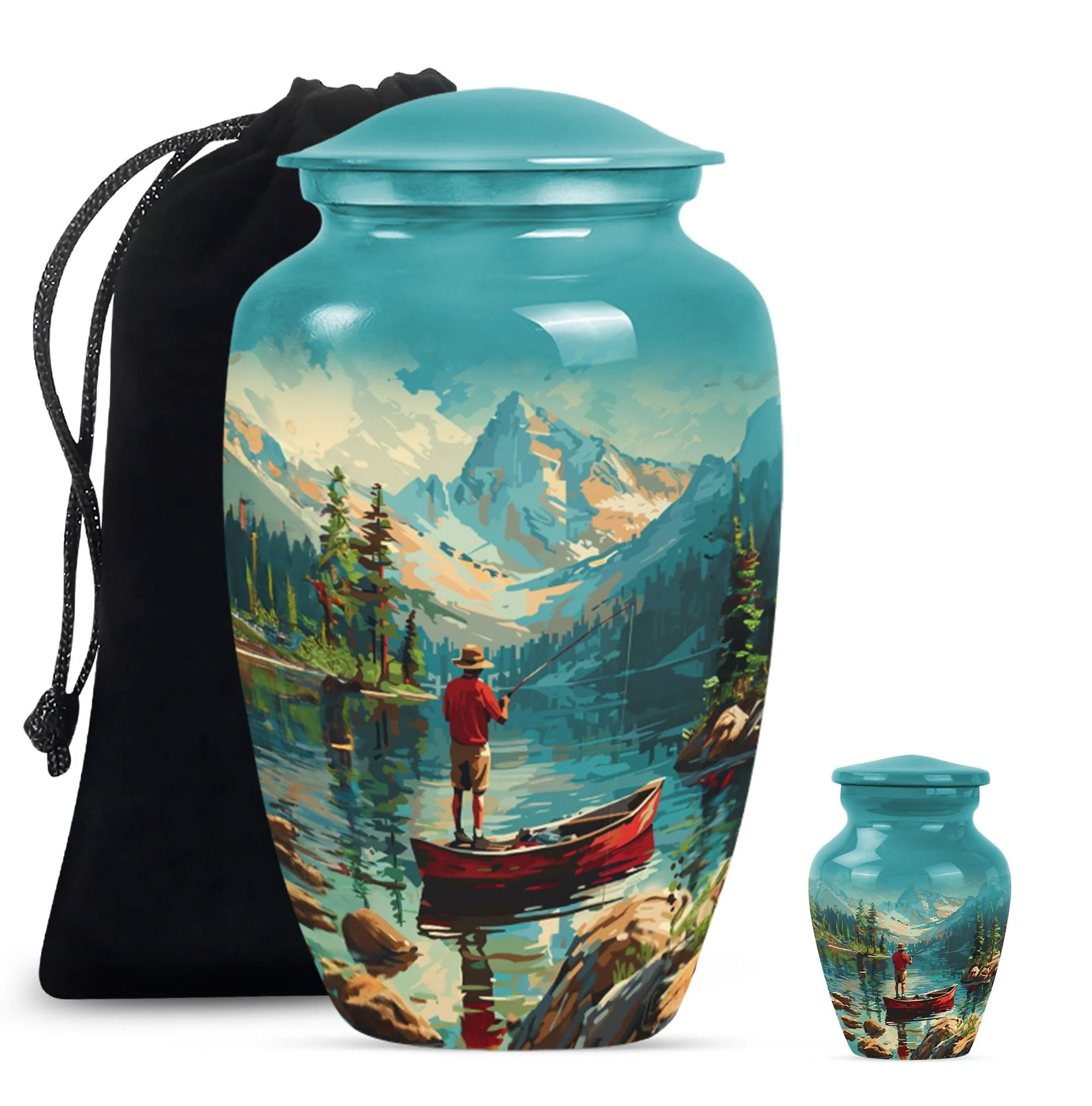 Fishing Themed Cremation Urn For Adult Human Remains Ashes