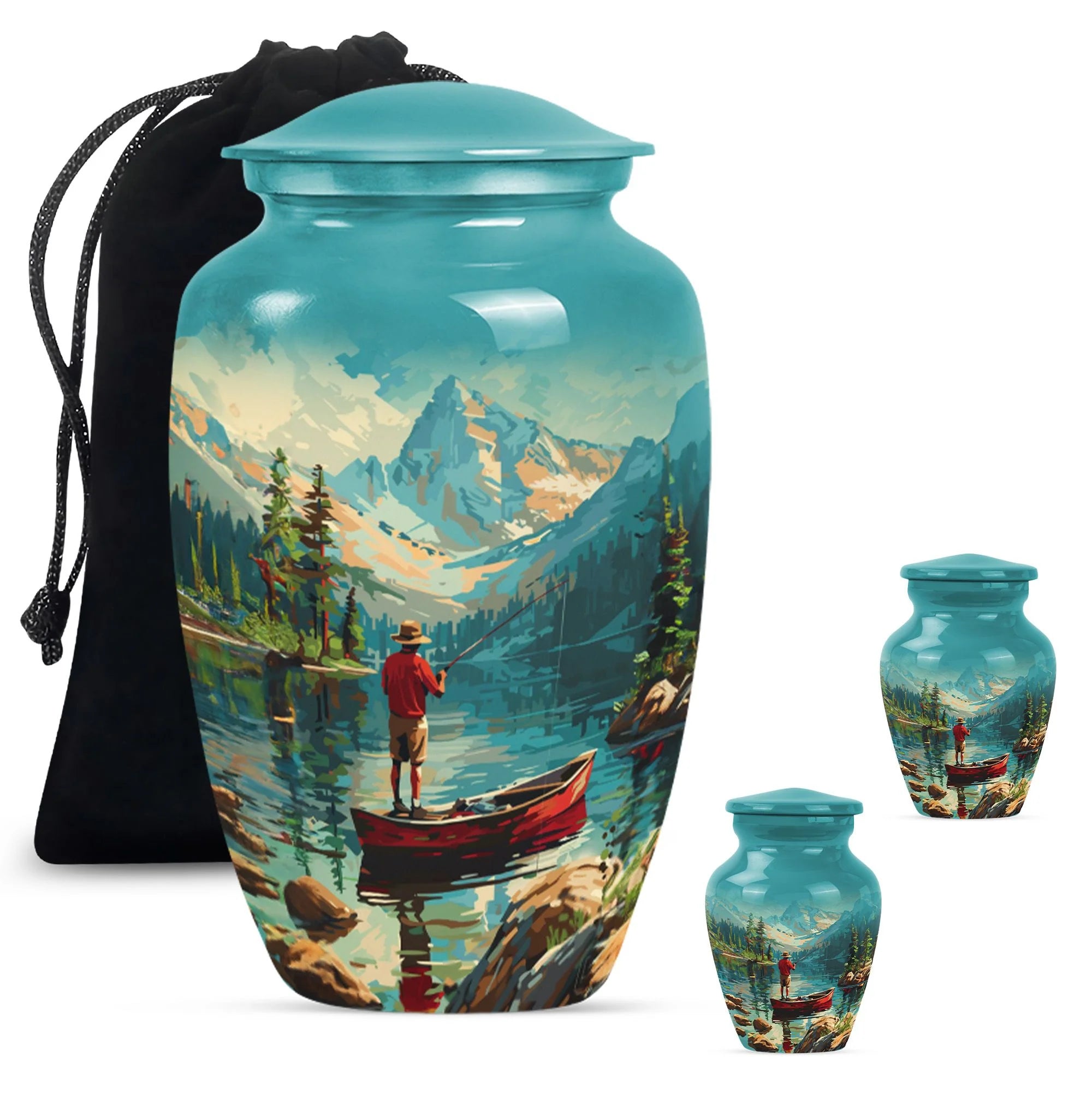 Fishing Themed Cremation Urn For Adult Human Remains Ashes
