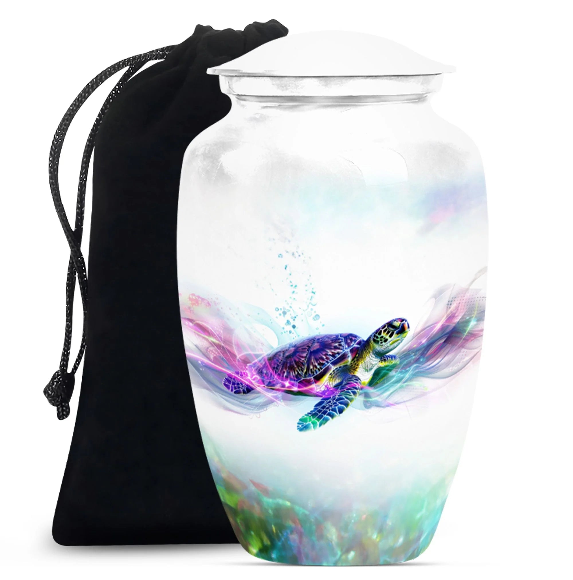Purple Turtle Urns For Ashes Keepsake - White Urn For Cremation Ashes