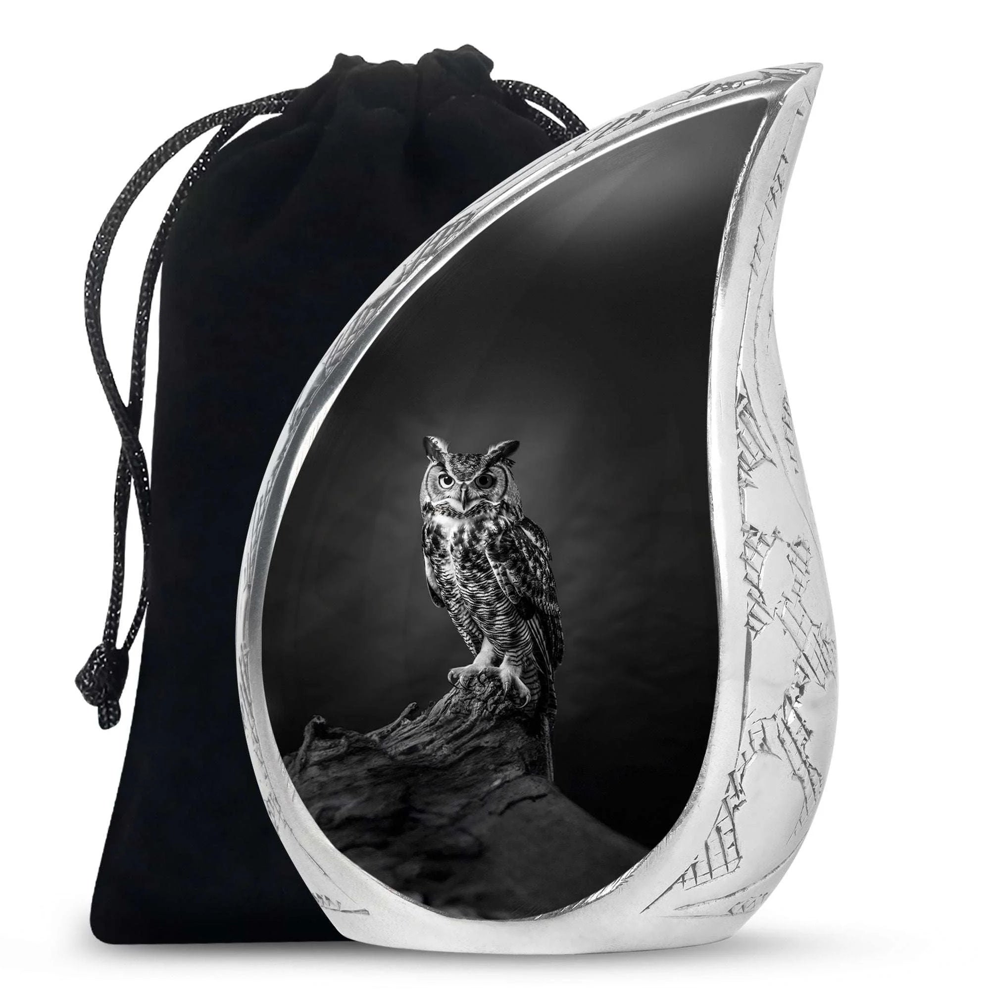 Black & White Owl Cremation Urn Keepsakes For Ashes & Large Memorial Urn