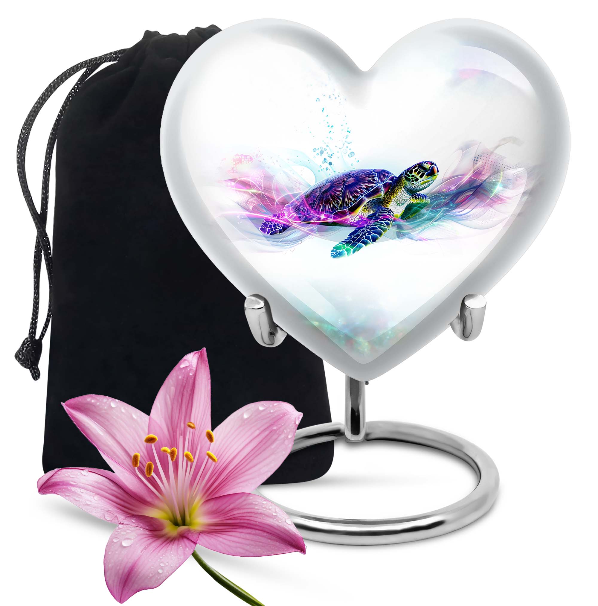 Purple Turtle Urns For Ashes Keepsake - White Urn For Cremation Ashes