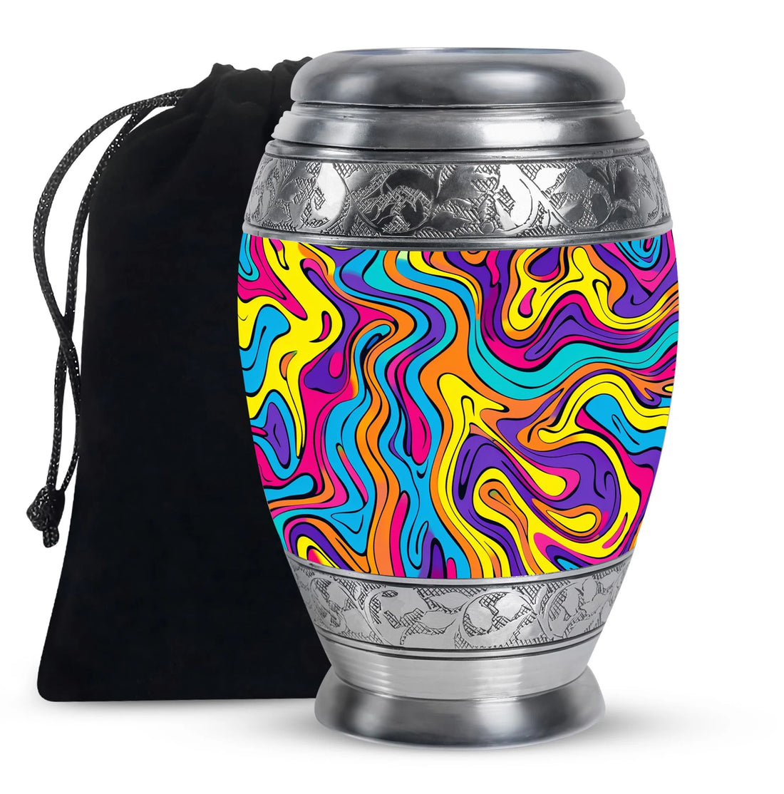 Artistic Swirly Pattern Urn For Ashes Memorial - Colorful Cremation Ashes Urn