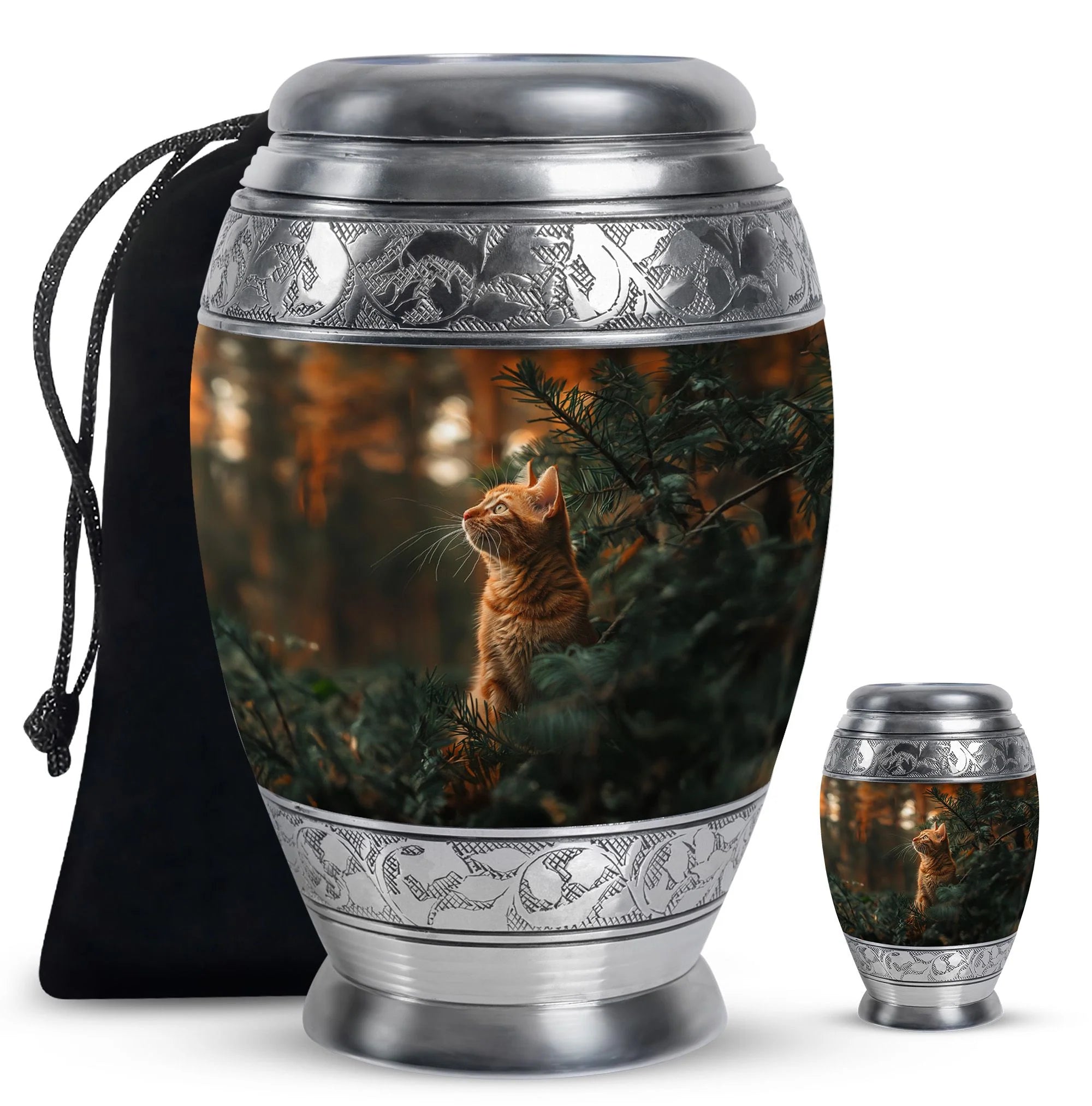 Orange Cat Urn Funeral For Ashes Funeral - Ashes Memorial Urn