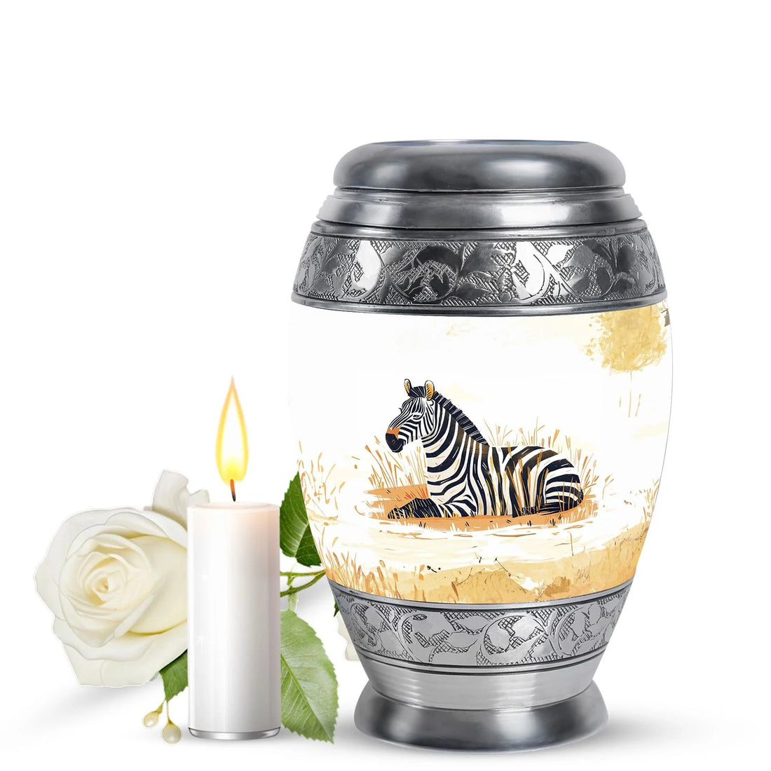 Zebra Double Urns Large Funeral, Ashes Urn For Ashes