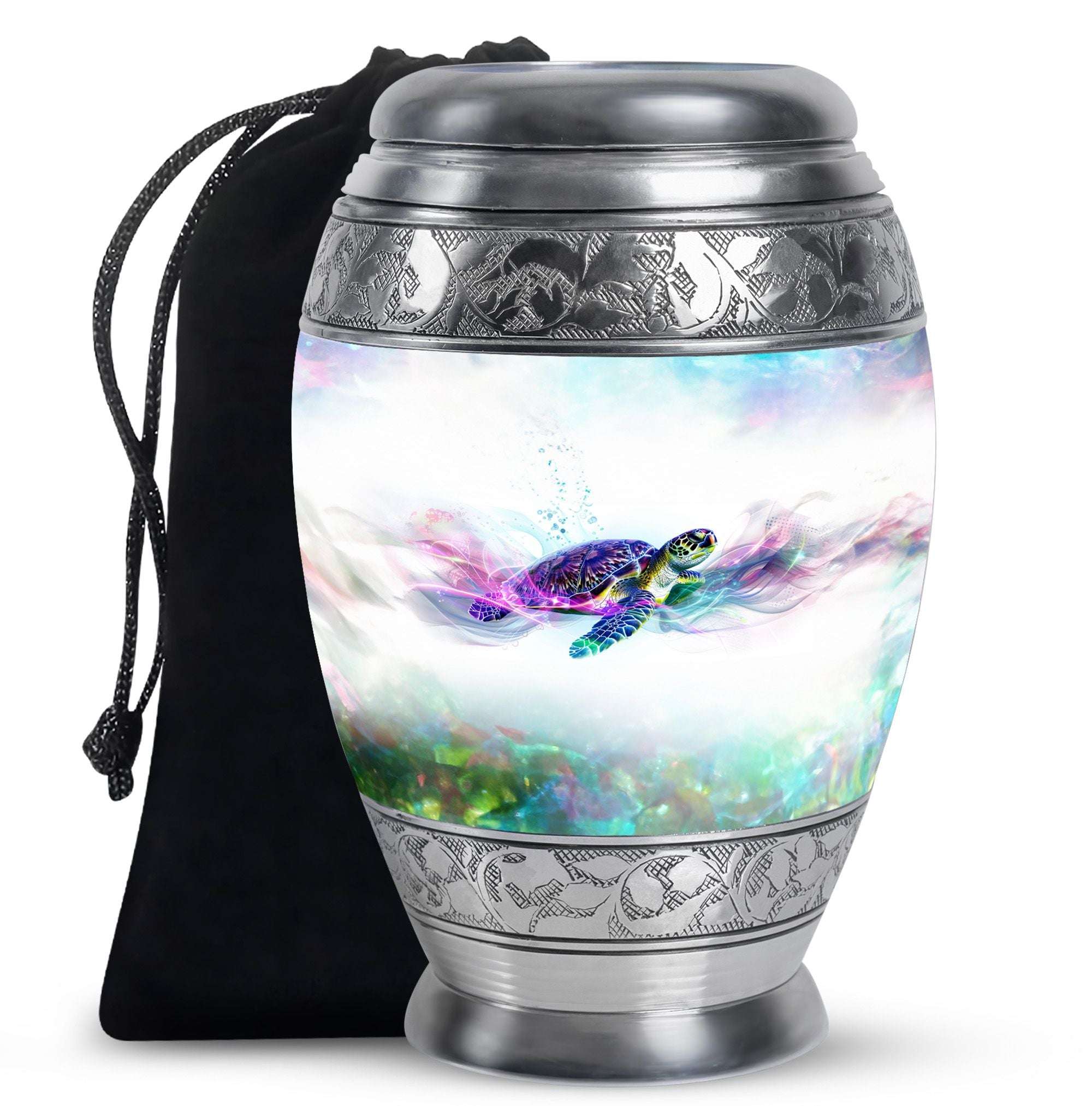 Purple Turtle Urns For Ashes Keepsake - White Urn For Cremation Ashes
