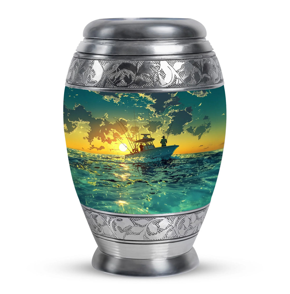 Fishing Boat Cremation Small Urn For Ashes - Ocean Funeral Urn