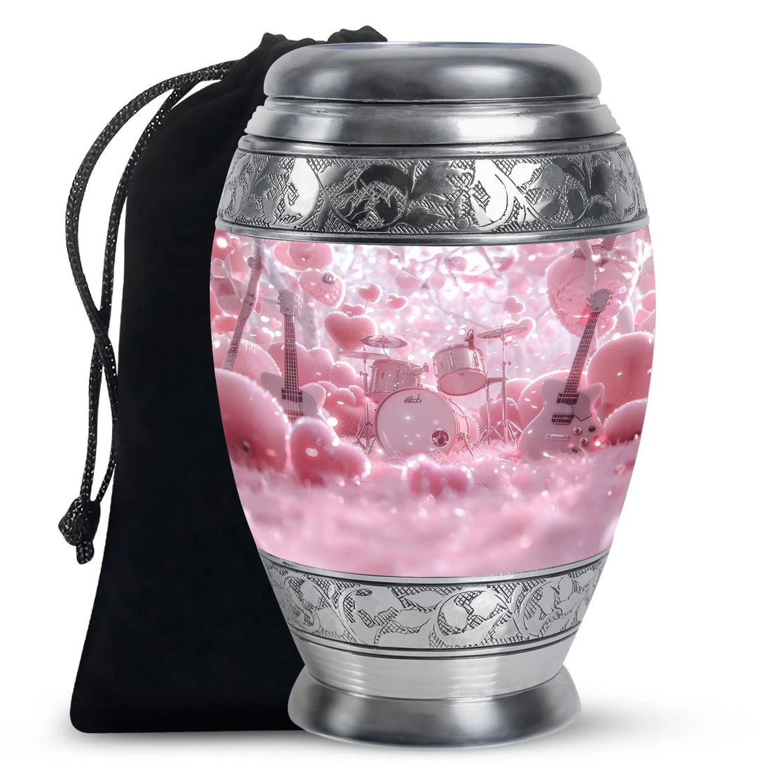 Drum set Cremation Urns For Human Ashes - Pink Funeral Urn For Women
