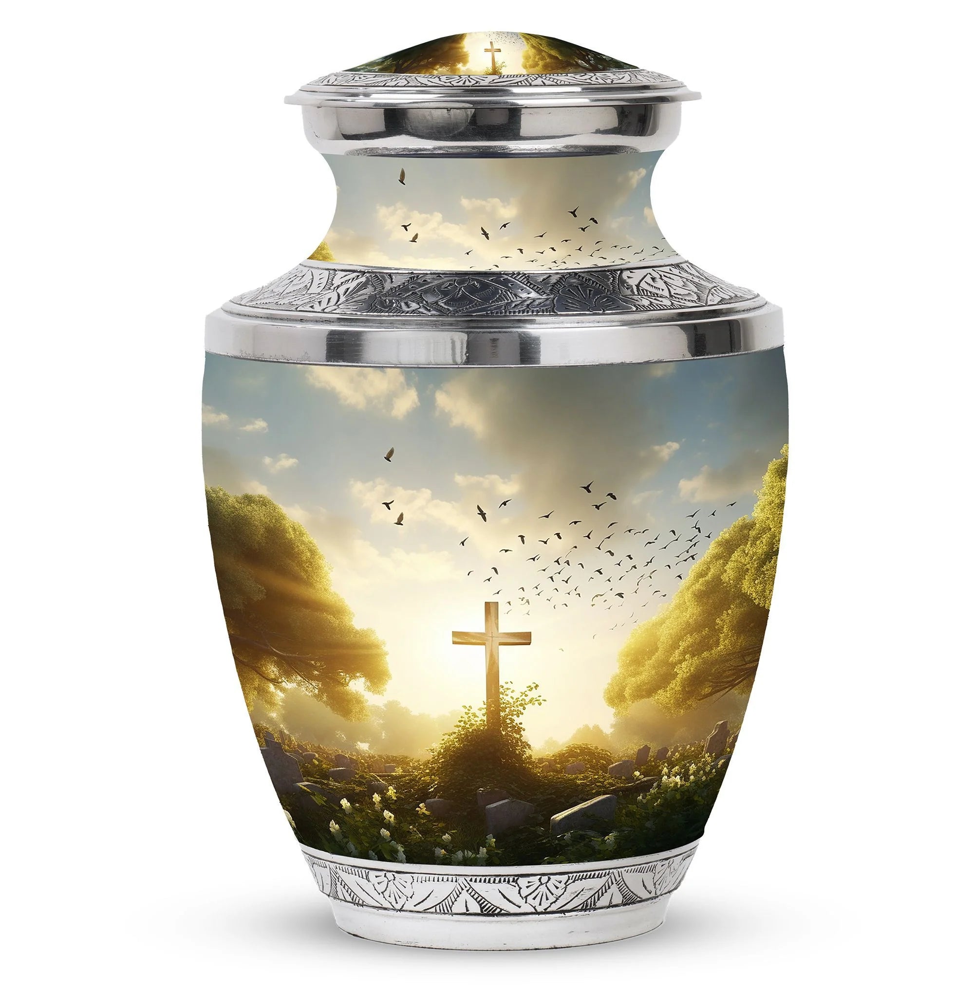 Holy Cross Funeral Cremation Urn - Memorial For Mom & Dad