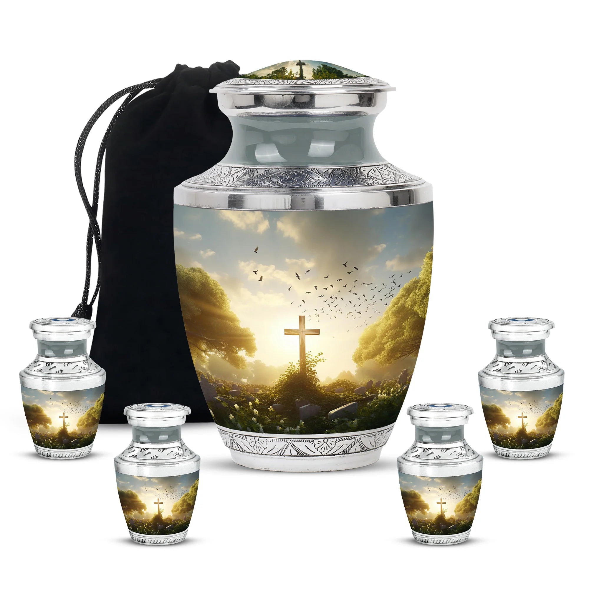 Holy Cross Funeral Cremation Urn - Memorial For Mom & Dad