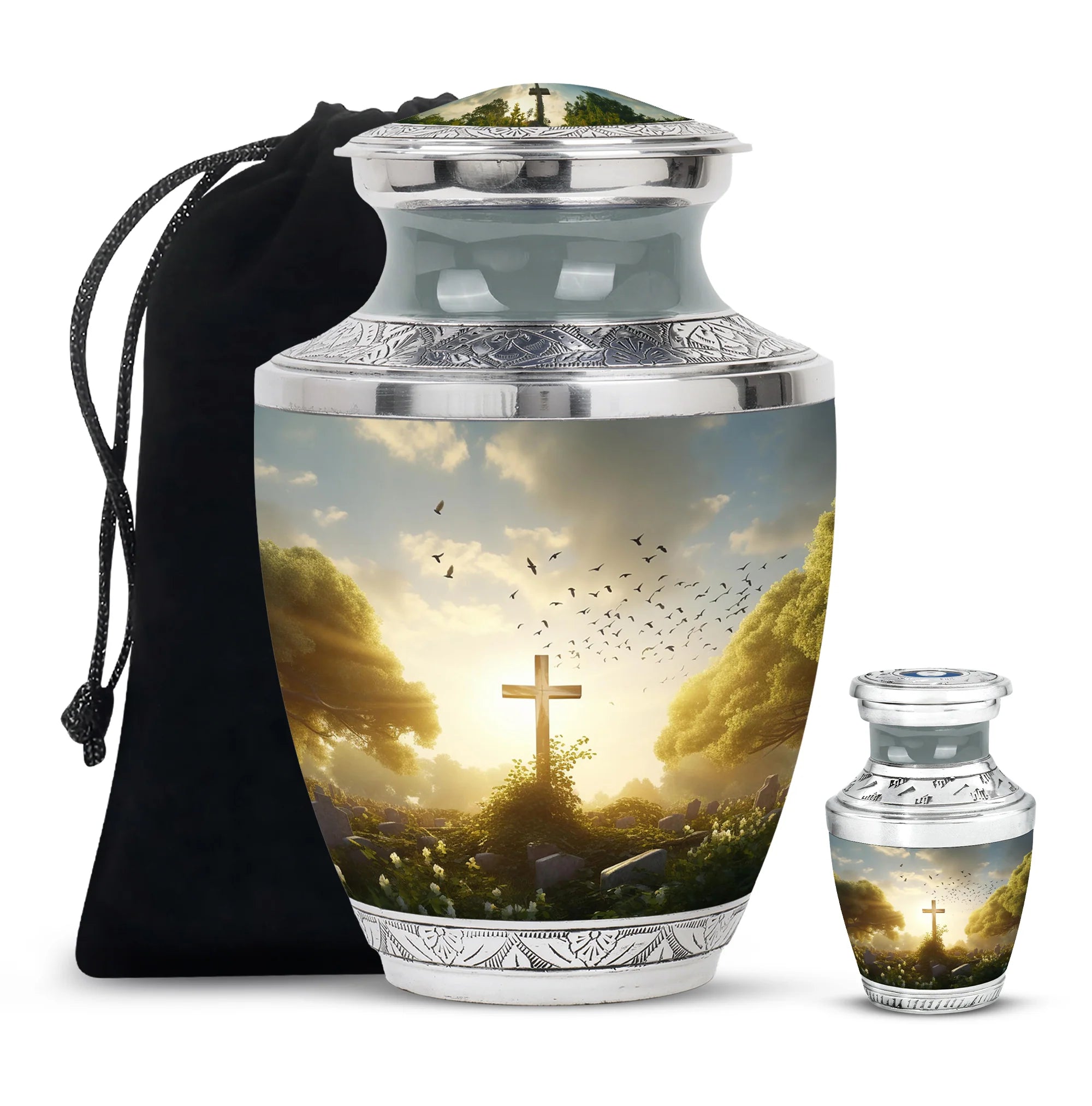 Holy Cross Funeral Cremation Urn - Memorial For Mom & Dad