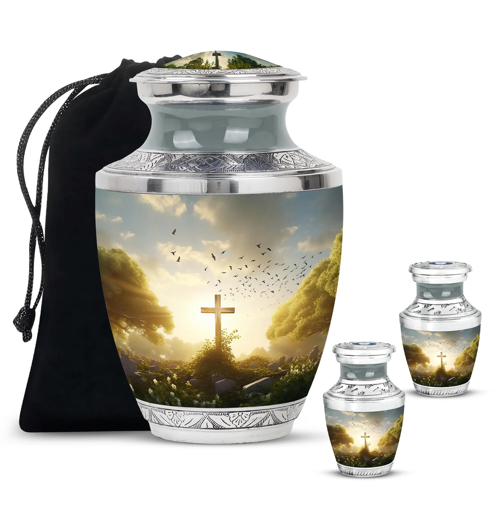 Holy Cross Funeral Cremation Urn - Memorial For Mom & Dad