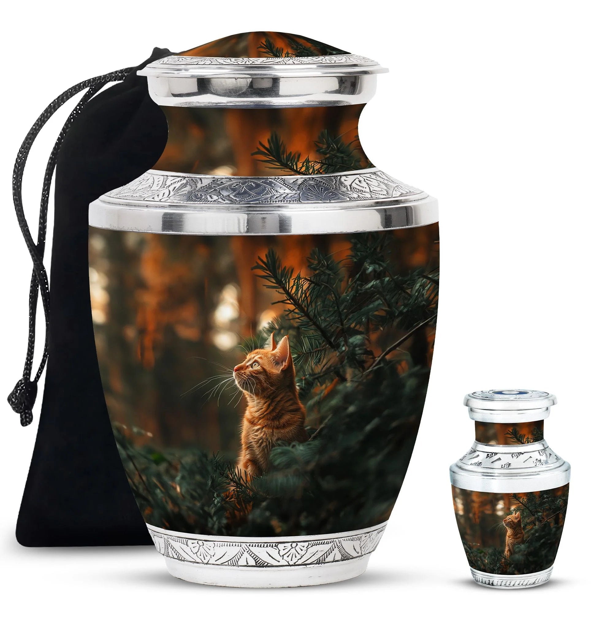 Orange Cat Urn Funeral For Ashes Funeral - Ashes Memorial Urn
