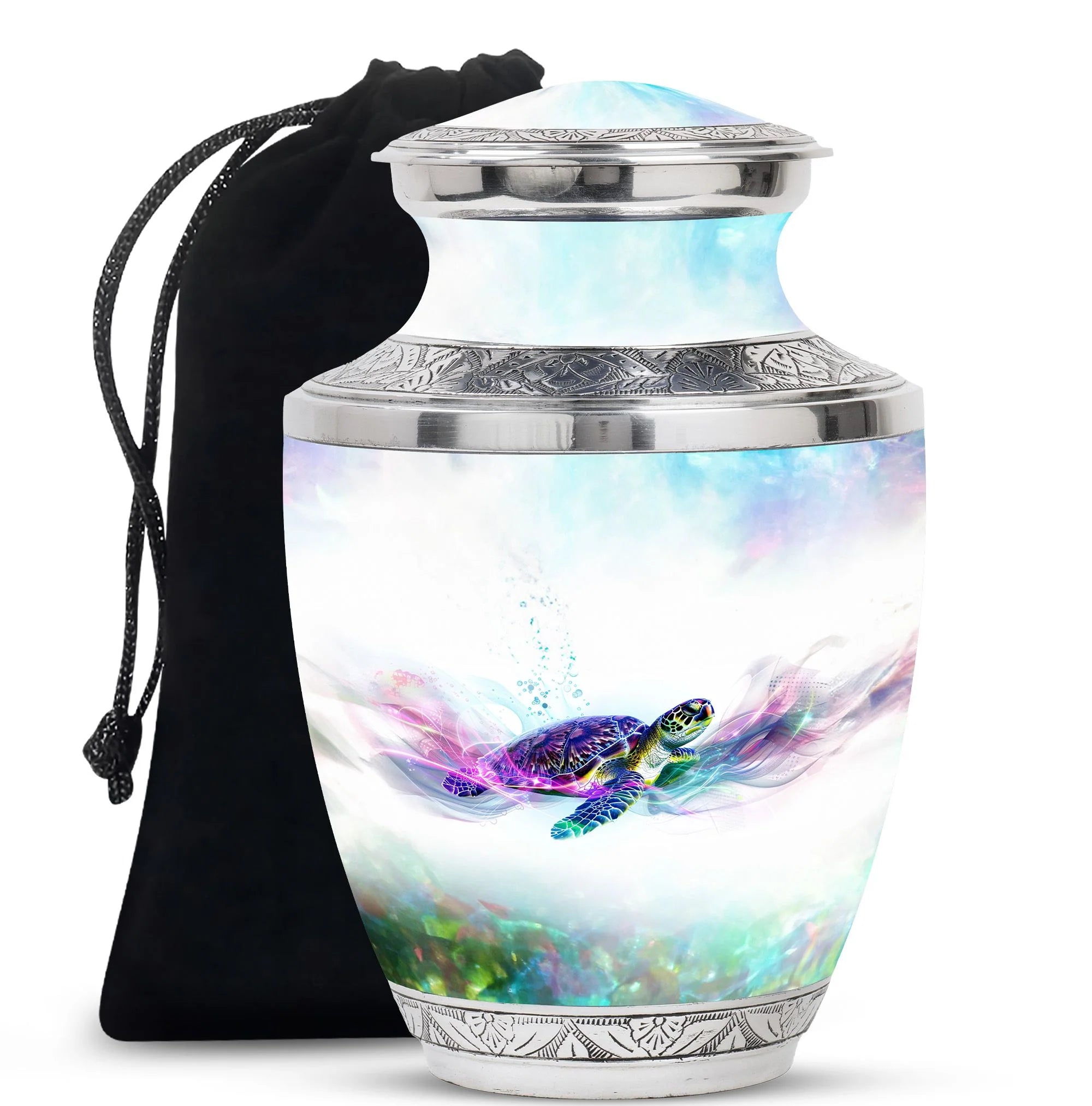 Purple Turtle Urns For Ashes Keepsake - White Urn For Cremation Ashes