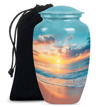 Purple Beach Funeral Urn: Unique Ashes Holder for Adults