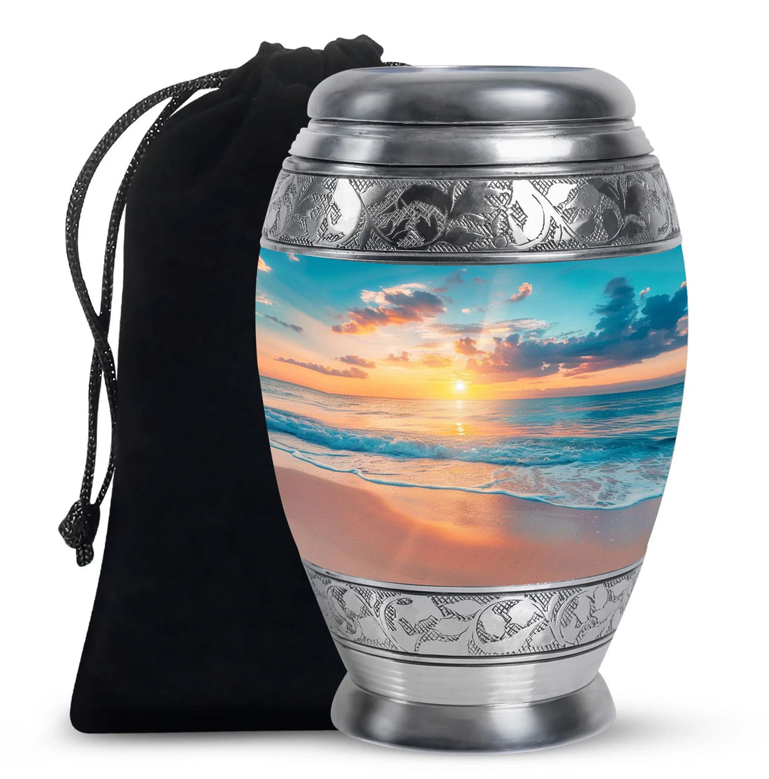 Tiger Urn Serenity: Cremation Solace Embracing Carnations